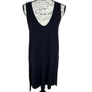 SALE Anthro Akemi + Kin Sleeveless Black‎ Dress V-Neck Side Slit Minimalist